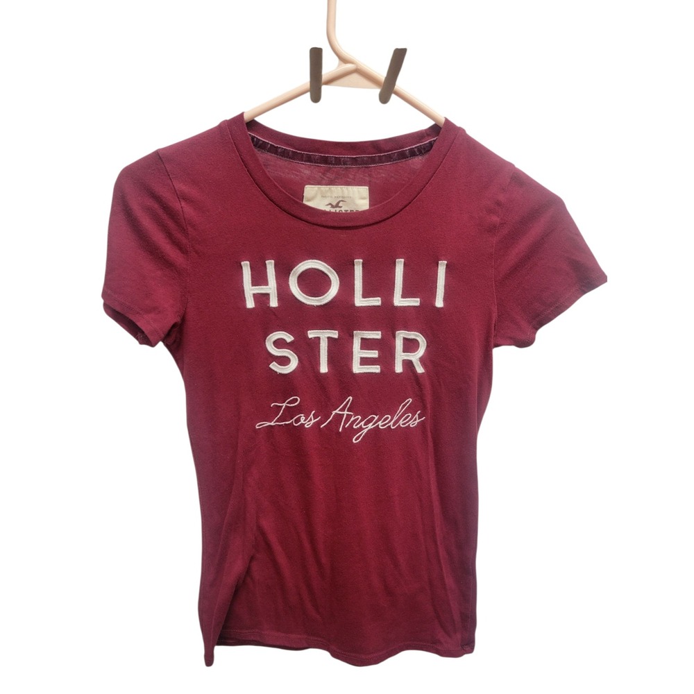 Hollister Los‎ Angeles T-Shirt XS Maroon Casual Everyday Tee